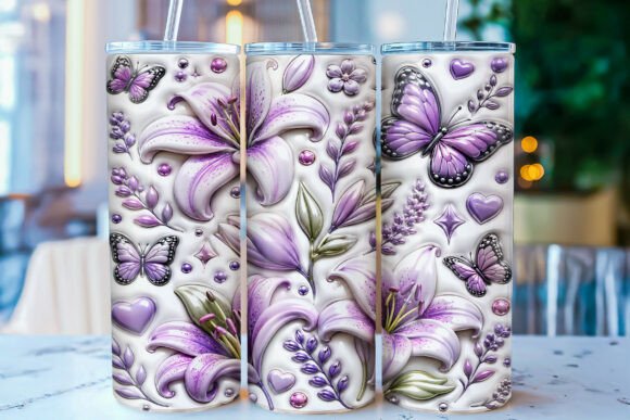 Download Inflated Butterfly Floral Tumbler Wrap - Floral tumbler wrap Collection