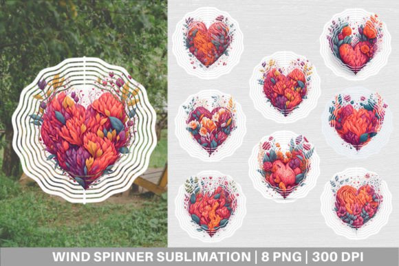 Download Wind Spinner Love Heart with Floral - Wind spinner love Collection