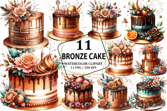 Download Watercolor Bronze Cake Clipart PNG - Premium Resources