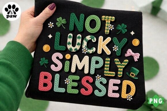 Download Faux Yarn Not Lucky Simply Blessed Png - Blessed png Collection